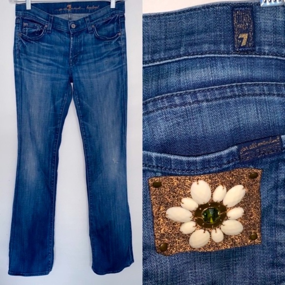 7 For All Mankind Medium Wash Bootcut Flower Jeans​​
